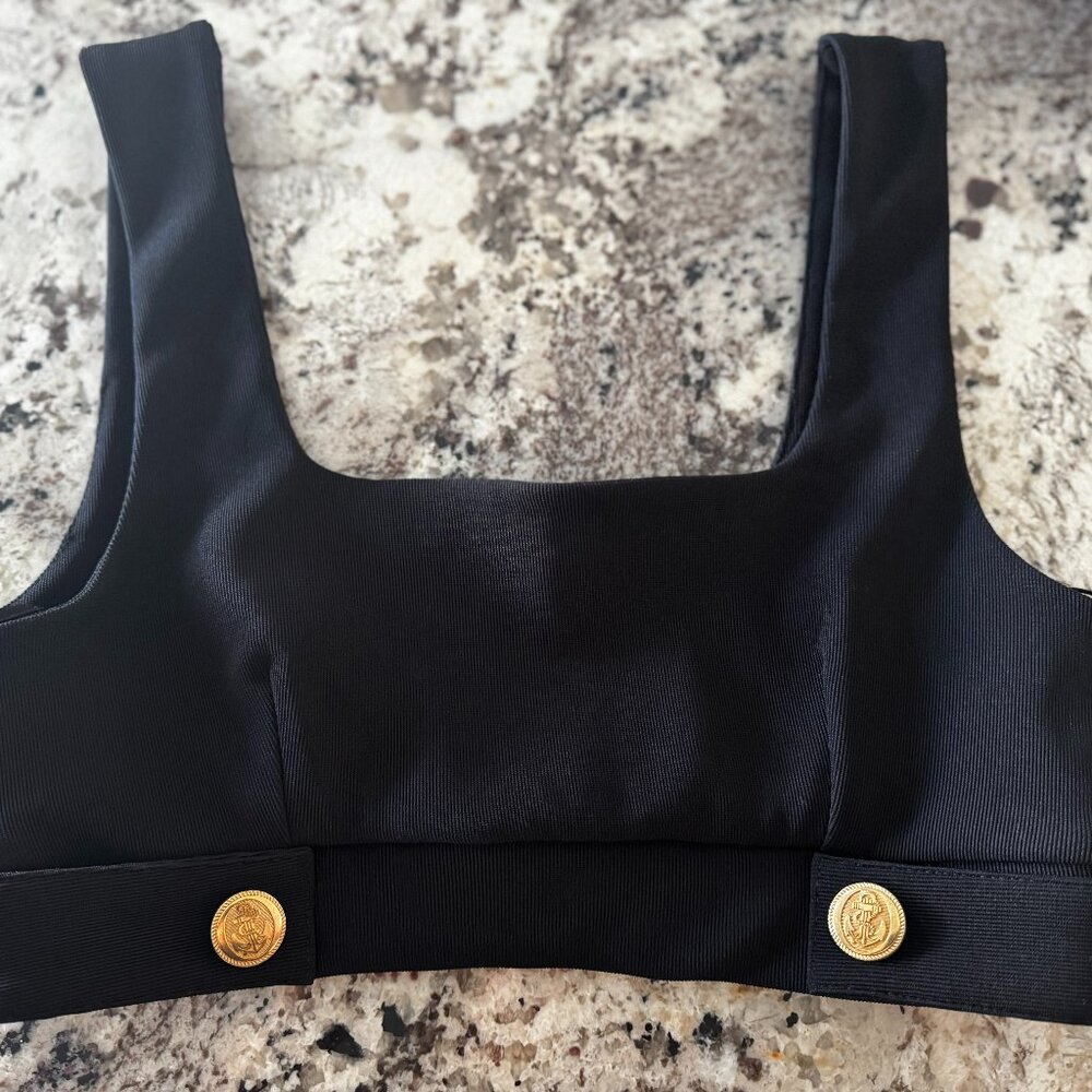 Zara Ribbed Black Crop Top